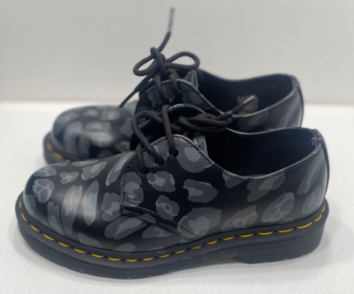 Dr. Doc Martens 1461 Distorted Leopard Print Oxford Shoes Black