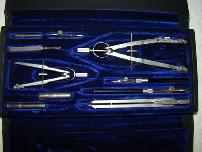 Vintage K&E Keuffel & Esser Drafting Drawing Instrument Set Complete w/Case