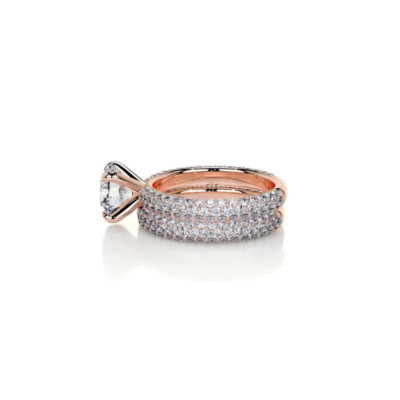 4,00 Karat Hochzeit Diamant Gold rund Lab gezüchtet 14K Gelbschliff Band Set IGI