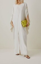 $2991 Oscar de la Renta Women's Ivory Silk Ruched Kaftan Dress Size M