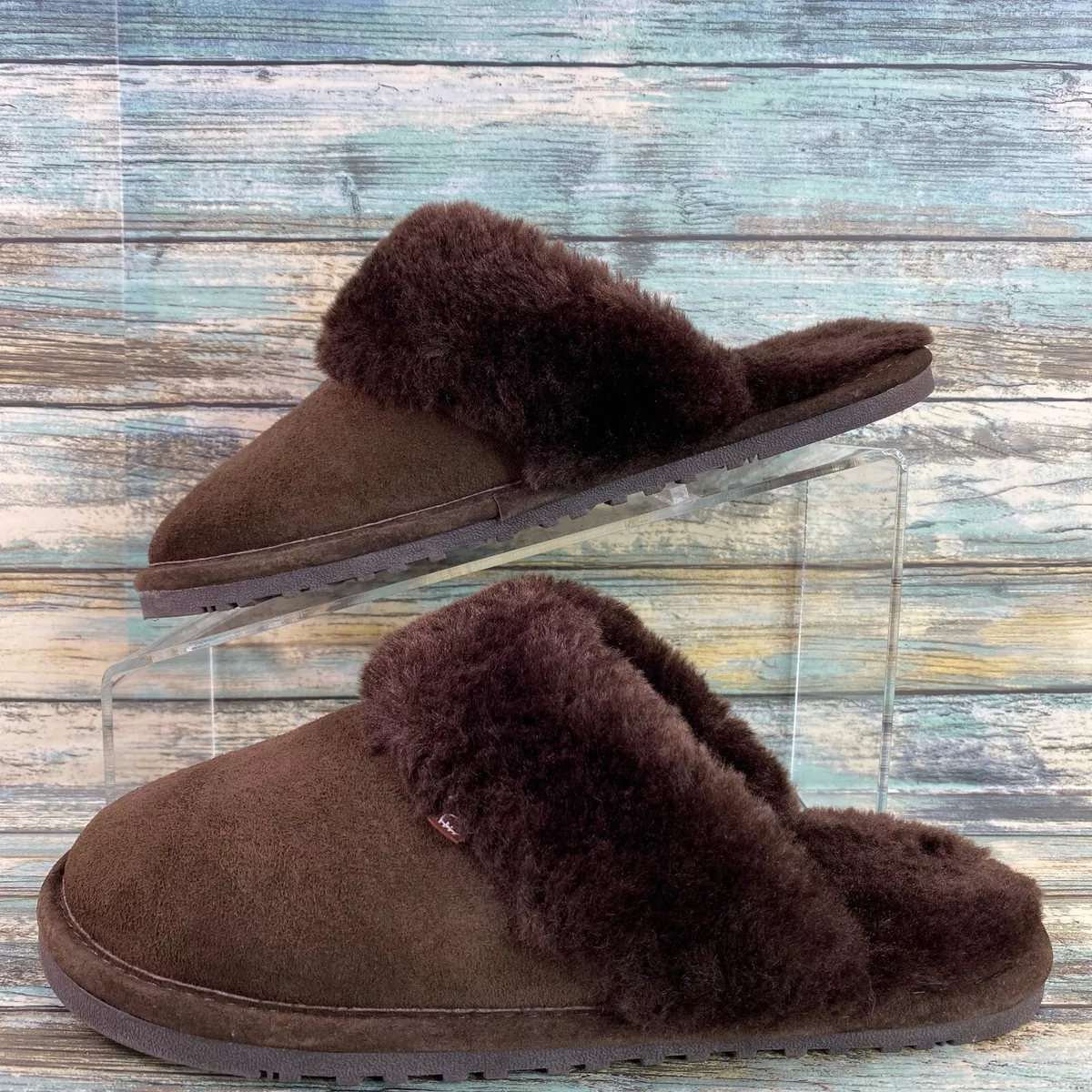 Lamo Womens Size 5 6 Scuffs Slippers Brown Suede Faux Fur eBay
