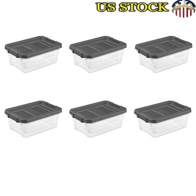 6 Count Durable Stacker Storage Bins W/ Lids 16 Quart Stackable Plastic Boxes US