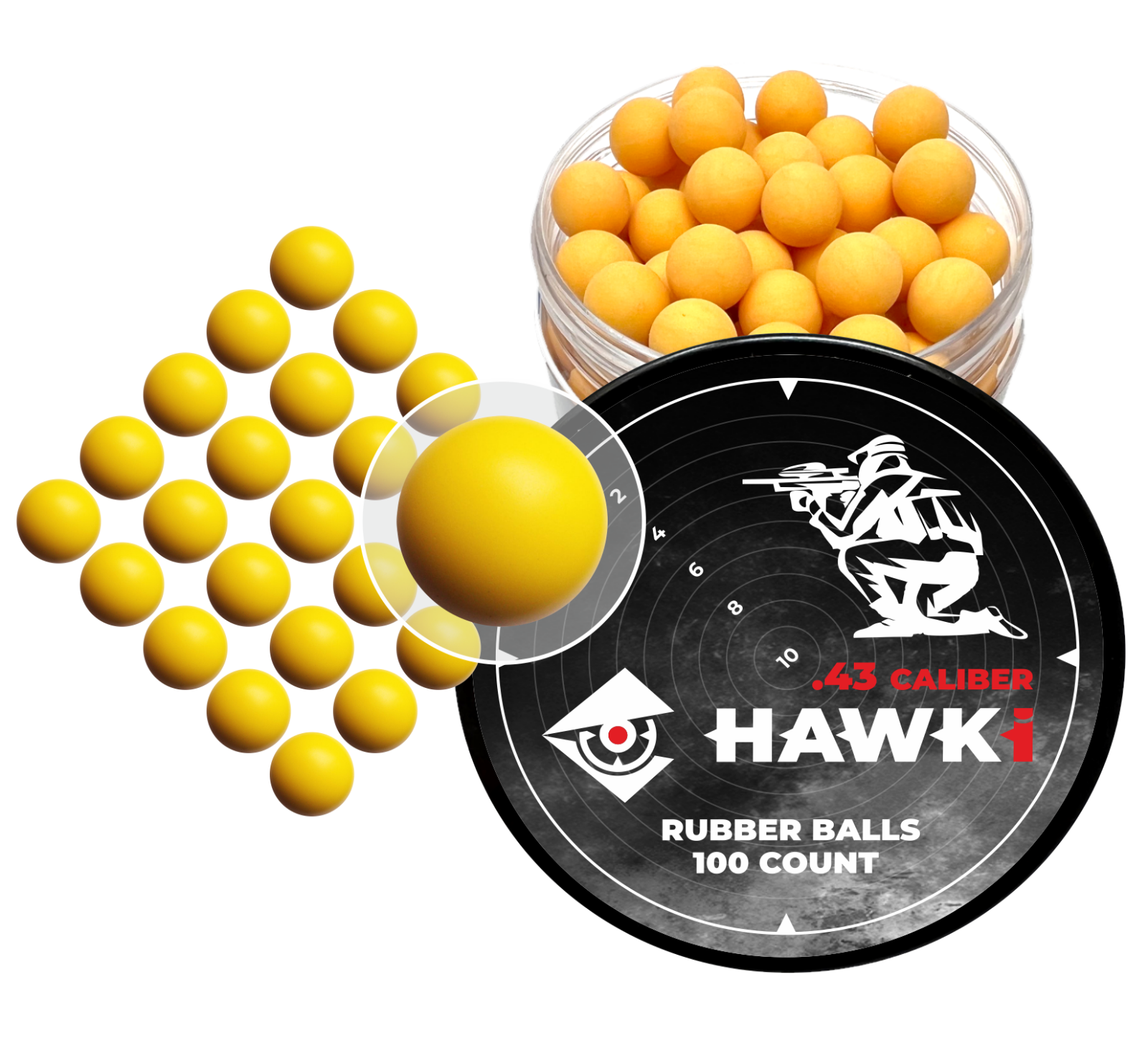 Hawki .43 Caliber Training Paintball Reusable Rubber Balls 100 pack