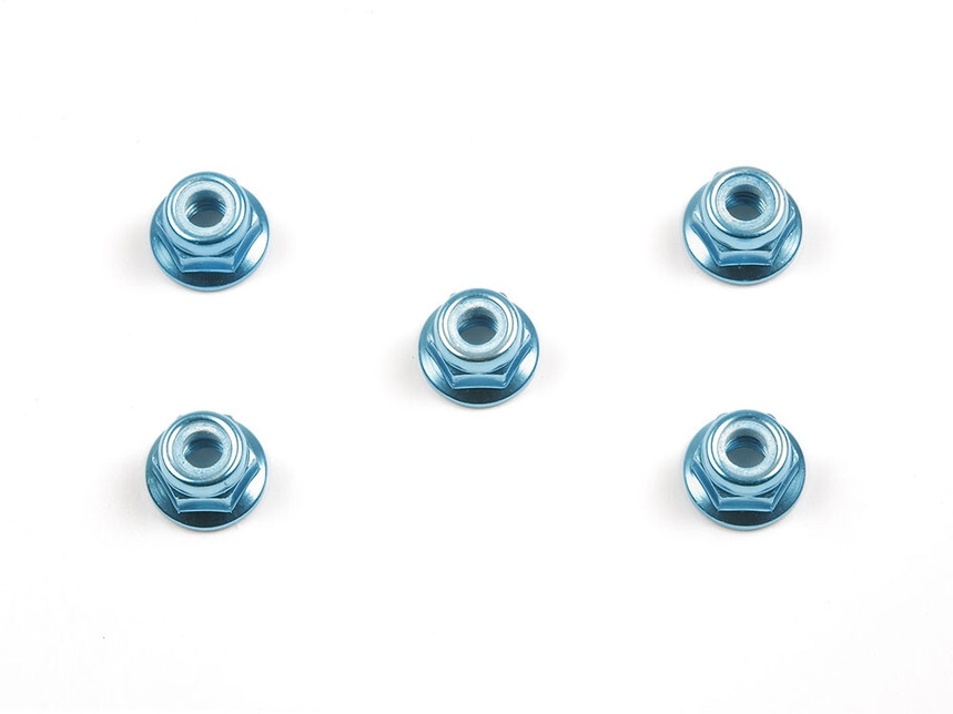 Tamiya RC Anodized Flange Lock Nuts 4mm in BLUE (5 Pieces) # 53159