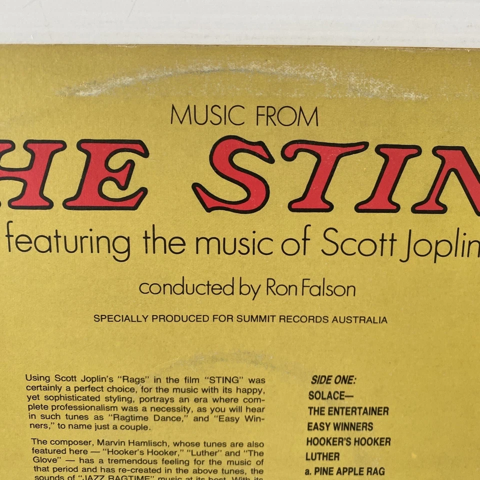 Music From The Sting - Scott Joplin 12" Vinyl LP Record Aus Press Vintage 1974 - Image 3 of 4