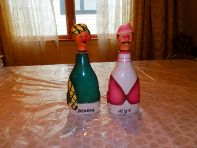 Vintage  Set Japanese Porcelain Bourbon and Scotch & Rye Decanters 1960's