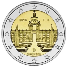 2016 Germany € 2 Euro UNC Coin - Saxony Dresden Zwinger (Hamburg Mint - J)