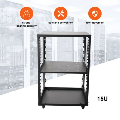 Mobiles Open Frame Serverrack Server-Rack 15HE Rack-Gehäuse 19Zoll Netzwerk Rack