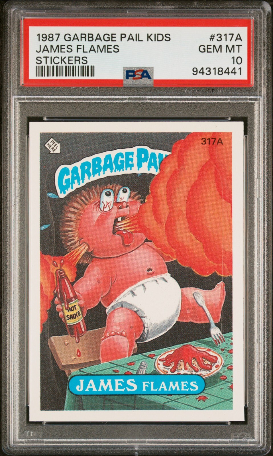 1987 Topps Garbage Pail Kids Series 8 OS8 JAMES FLAMES 317a PSA 10 GEM POP14!