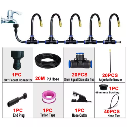 Garden Greenhouse Misting Spray Irrigation Kit Adjustable Automatic Watering - Picture 22 of 25
