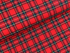 SCHOTTENKARO KLEIN Stoff Glencheck Tartan Kilt GRÜN auf ROT EUR 13,98/m