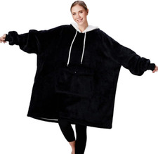 Oversized Wearable Blanket Hoodie, Comfy Sherpa Sweatshirt Pullover Jacket Larg