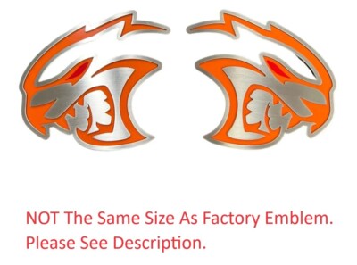Stainless Orange Hellcat Redeye Fender Badge Emblems 2015-2023 Dodge Challenger
