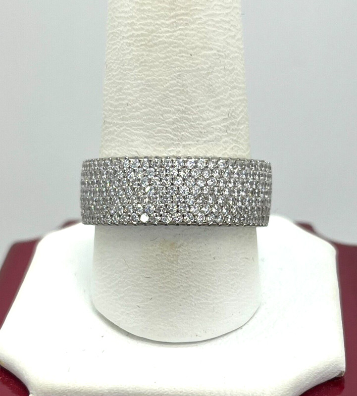 925 Sterling Silver 7 Row Round CZ Eternity Ring Size 11 Band