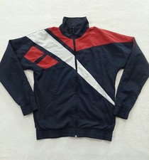 Reebok Classic Mens Track Jacket Full Zip Sweatshirt Small Retro Style Navy Blue