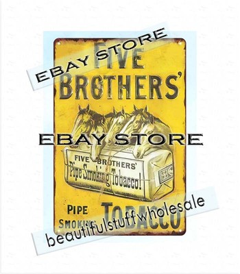 Five Brothers' pipe smoking tobacco horses metal tin sign brewery bar art prints