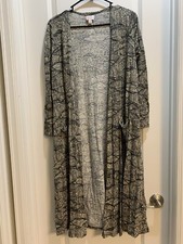 lularoe sarah Beige Gray Print Size XSmall Open Front Long Cardigan