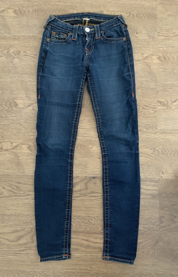 TRUE RELIGION Low Rise Blue Stretch Denim Skinny Jeans W23 UK 4-6