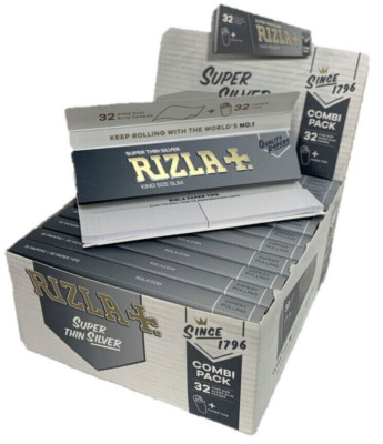 RIZLA SILVER COMBI King Size Slim Smoking Rolling Paper & Roach Tips