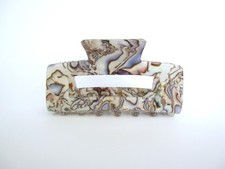 Rectangle gray abalone sea shell effect hair claw clamp clip fine thin hair