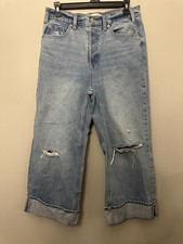 Universal Thread Cropped Vintage Wide Leg Jeans Light Wash Button Fly Size 4