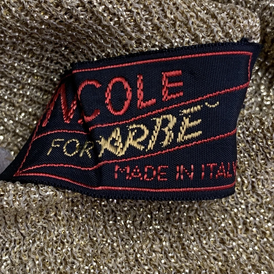 NICOLE Vintage Talla M Oro Metálico Poliéster Mezcla Punto Cuello Vuelto Jersey - Imagen 4 de 4