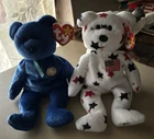 (2) Vintage Ty Beanie Babies CLUBBY & GLORY Bear Plush Original Collectible Toy