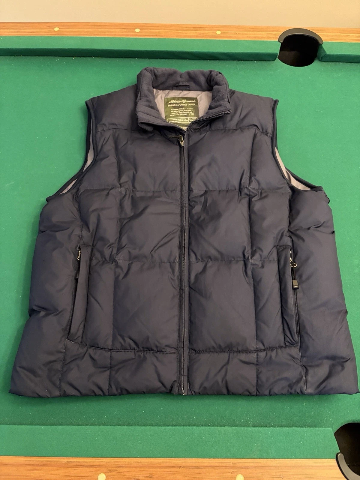 Eddie Bauer Puffer Vest Premium Goose Down Men Large Navy Blue Outdoors READ