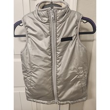 David Bitton Buffalo Puffer Vest Y- 10/12 Silver Pink Reversible Sherpa Galaxy
