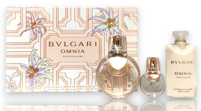 OMNIA CRYSTALLINE by Bvlgari 3 Pc's Set Eau de toilette 3.4+0.5 oz+2.5 B.Lotion