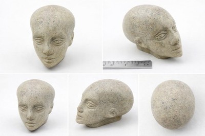 Nefertiti Style Marble Bust Head 3.5'' Egyptian Sculpture 317g Stone Art Figurine