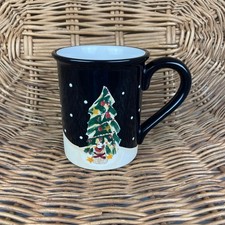 Certified International Becca Barton Black Ceramic Christmas Midnight Tree Mug