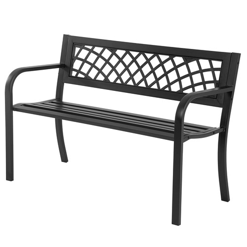 Garden Bench,Outdoor Benches,Iron Steel Frame Patio Bench with Mesh Pattern a...