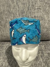 Scrub Cap Blue Shark Cartoon