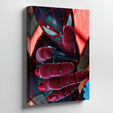 Modern Spider Man Black And Red Suit Action Canvas Wall Art For Kids Room Home