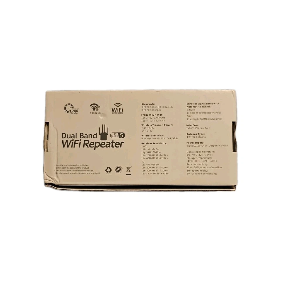 1200Mbps WiFi Range Extender 2.4G/5G Wireless Repeater Internet Booster  - Image 4 of 4