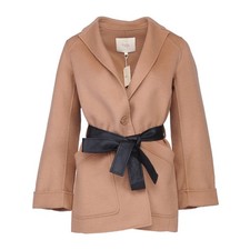 Cappotto Maje Paris donna lana cintura marrone cammello taglia 36 S cappotto di transizione