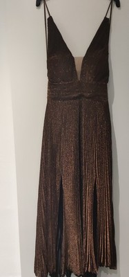 Unique Kleid Abendkleid Gr  38  Bronze Länge 170 