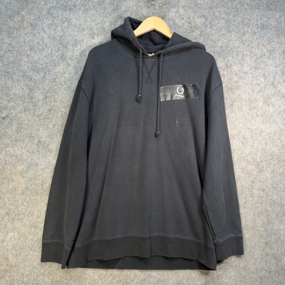 Fred Perry x Raf Simons Hoodie Mens Size 42 Black Cotton Hooded Logo Mod Casuals