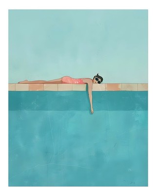 Kunst f�r entspannende Poolside-Ruhe Minimalistisch Zeitgen�ssische Wa