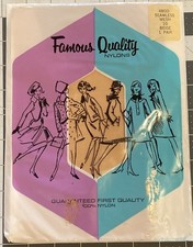 1950s Nylon Stockings Sealed Seamless Mesh Beige 10 Vintage NOS