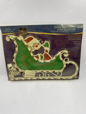 Holiday Time Santa with Sleigh Light Sculpture Indoor/Outdoor 60'' Cord WORKS