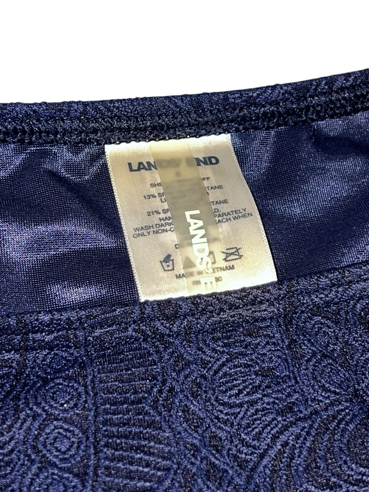 LANDS END 尺寸 6 泳装 3 件装海军蓝花卉游泳三明治比基尼下装 — 第 4/4 张图片