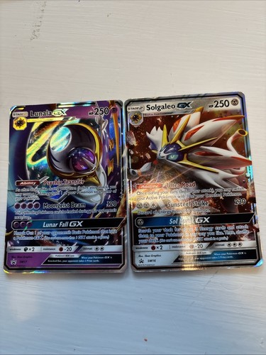 Solgaleo GX 143/149 & Lunala GX 141/149 Sun & Moon Base Pokemon Card Set LP