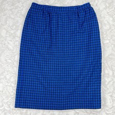 VTG 80s Pendleton Pencil Skirt Size 16 Blue Plaid Wool Pocket Academia USA Made