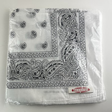 Soophen One Dozen Cowboy Bandanas 21 x 21 inch 100 Cotton Black White Paisley