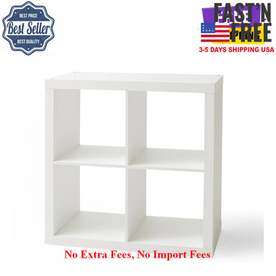 Better Homes & Gardens 4-Cube Storage Organizer, Wood Bookshelf, White Texture