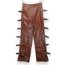 Nasty Gal Distressed Faux Leather Buckle Detail Pants | Alligator | Size 6 | EUC