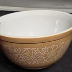 Vintage Pyrex Woodland Floral Mixing Bowl 402 1.5L Brown White Milk Glass USA