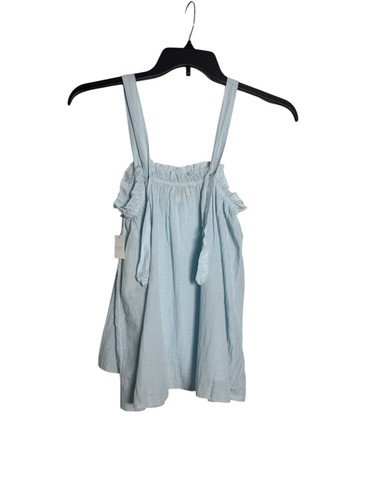 Camiseta sin mangas Love by GAP para mujer mezcla de lino camisola azul bebé MEDIANA NUEVA CON ETIQUETAS - Imagen 2 de 5